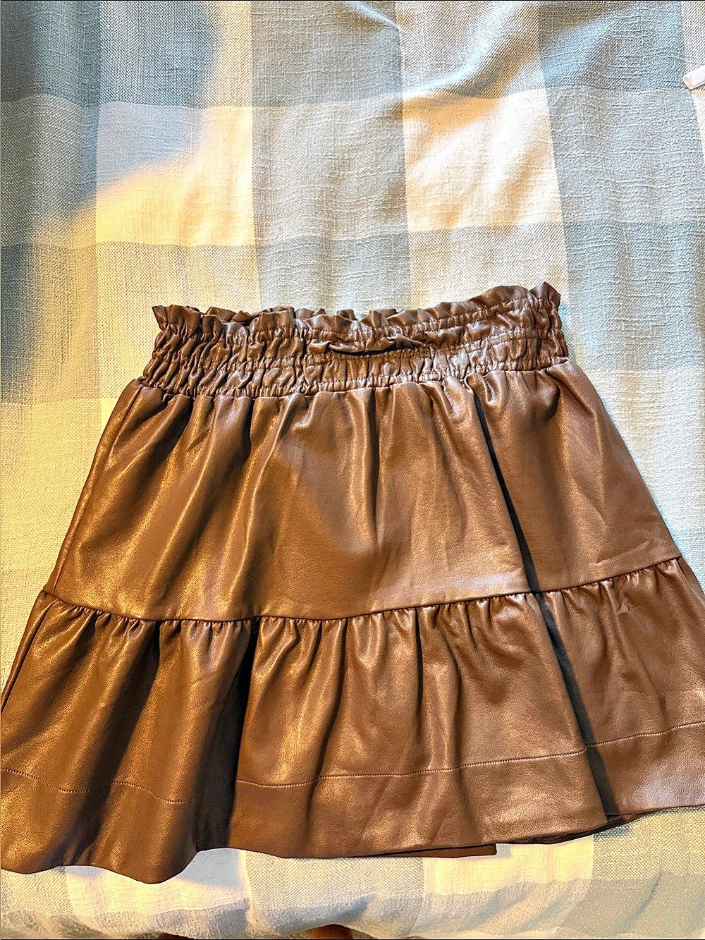Anthropologie The Somerset Mini Skirt: Faux Leather Edition Brown & Black Medium